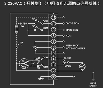 220VAC開關型<a href='http://www.zbaz.cn/Product/diefa/diandongdiefa/' target='_blank'>電動<a href='http://www.zbaz.cn/Product/diefa/' target='_blank'>蝶閥</a></a>接線圖
